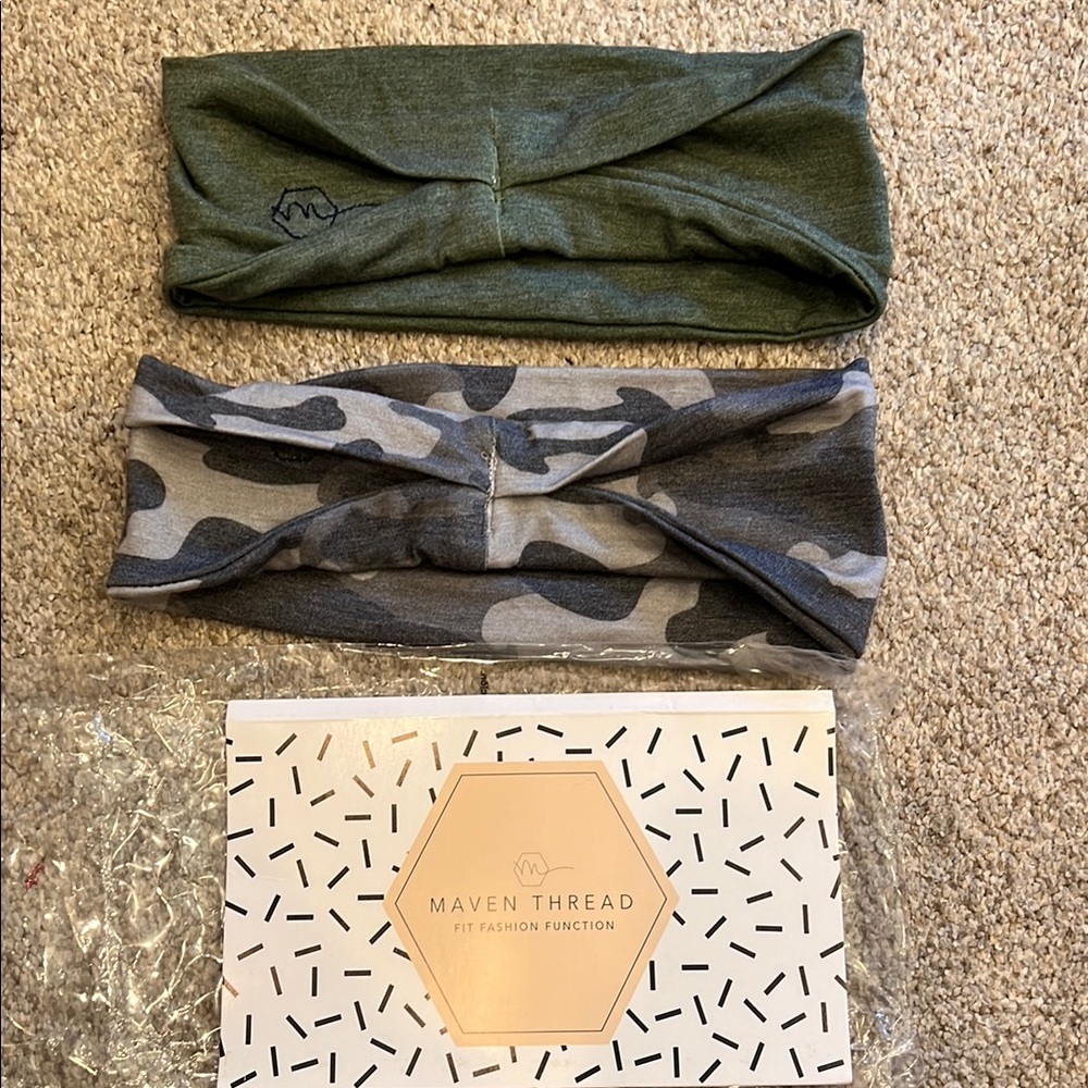Maven Thread Olive Green and camouflage headbands